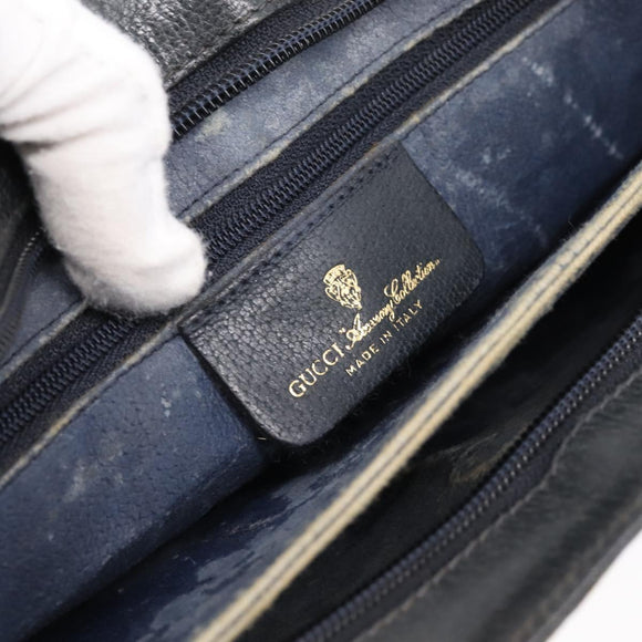 GUCCI GG Supreme Sherry Line Shoulder Bag PVC Navy Gold 904 02 043 Auth ka6034