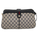 GUCCI GG Supreme Sherry Line Shoulder Bag PVC Navy Gold 904 02 043 Auth ka6034-13