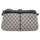 GUCCI GG Supreme Sherry Line Shoulder Bag PVC Navy Gold 904 02 043 Auth ka6034-2