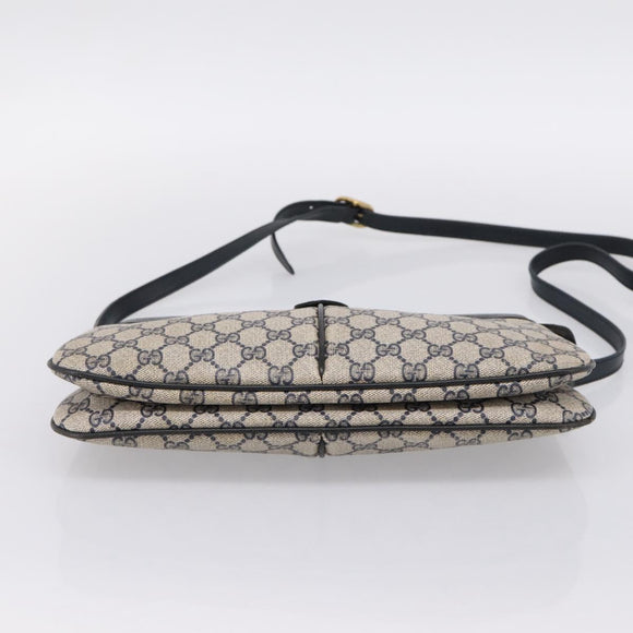 GUCCI GG Supreme Sherry Line Shoulder Bag PVC Navy Gold 904 02 043 Auth ka6034