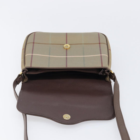 Burberrys Nova Check Shoulder Bag Canvas Beige Gold Auth ka6035