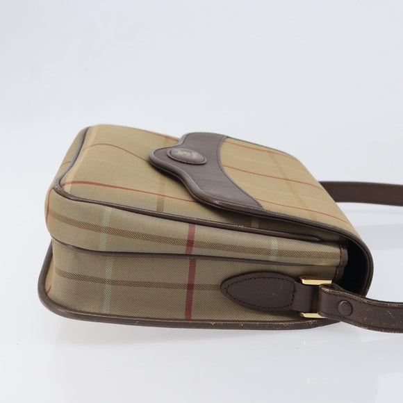 Burberrys Nova Check Shoulder Bag Canvas Beige Gold Auth ka6035