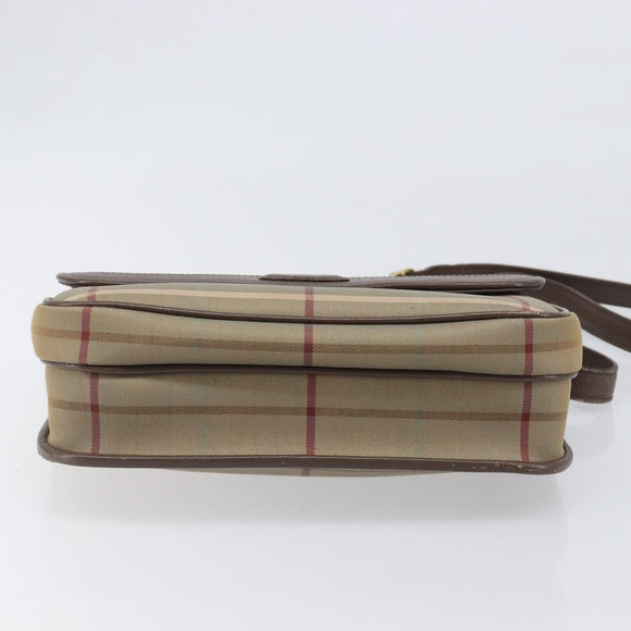 Burberrys Nova Check Shoulder Bag Canvas Beige Gold Auth ka6035