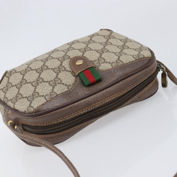 GUCCI GG Supreme Web Sherry Line Bag PVC Beige Gold 89 02 066 Auth ka6037