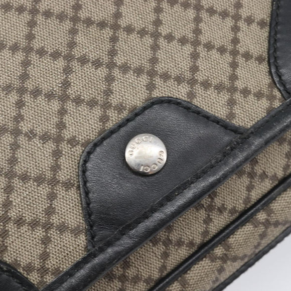 GUCCI Diamante Shoulder Bag Canvas Leather Brown Silver 295679 Auth ka6042