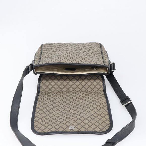 GUCCI Diamante Shoulder Bag Canvas Leather Brown Silver 295679 Auth ka6042