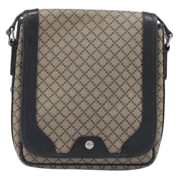 GUCCI Diamante Shoulder Bag Canvas Leather Brown Silver 295679 Auth ka6042