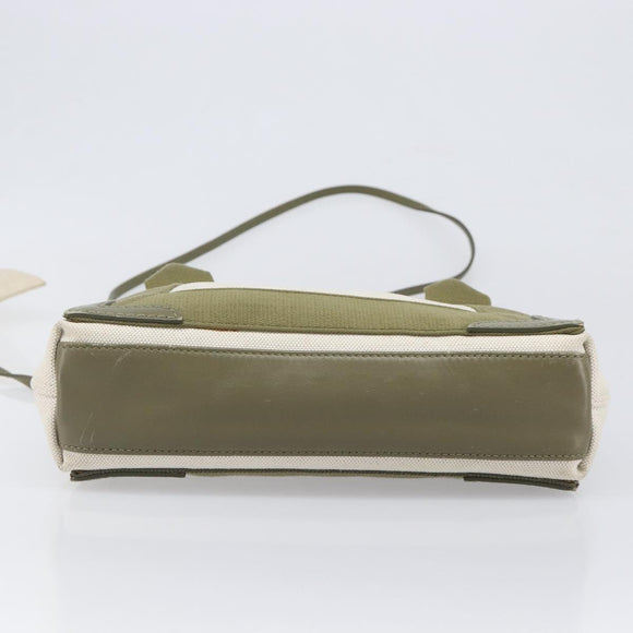 BALENCIAGA Navy Cabas XS Hand Bag Leather 2way White Silver 390346 Auth ka6043A