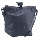 LOEWE Anagram Shoulder Bag Leather Navy Gold Auth ka6044A-1