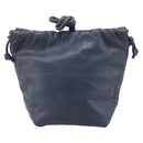 LOEWE Anagram Shoulder Bag Leather Navy Gold Auth ka6044A-13