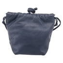 LOEWE Anagram Shoulder Bag Leather Navy Gold Auth ka6044A-2