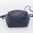 LOEWE Anagram Shoulder Bag Leather Navy Gold Auth ka6044A-5