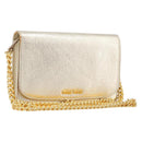 Miu Miu Chain Wallet Shoulder Bag Leather Gold Auth ka6046V-1