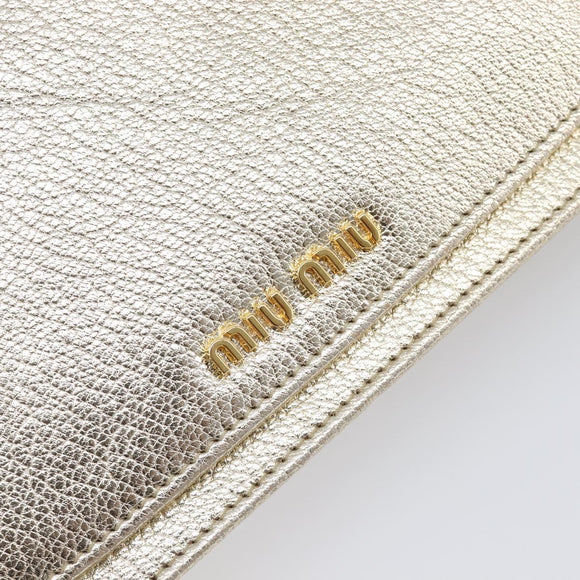 Miu Miu Chain Wallet Shoulder Bag Leather Gold Auth ka6046V