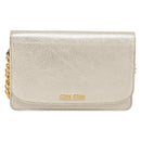 Miu Miu Chain Wallet Shoulder Bag Leather Gold Auth ka6046V-13