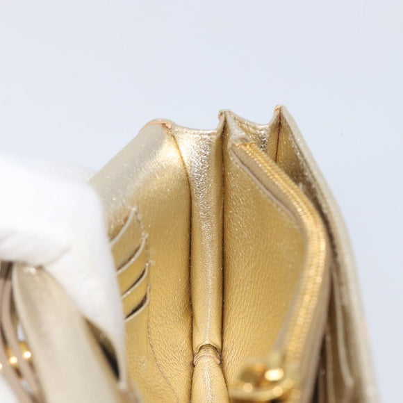 Miu Miu Chain Wallet Shoulder Bag Leather Gold Auth ka6046V
