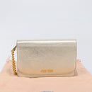 Miu Miu Chain Wallet Shoulder Bag Leather Gold Auth ka6046V-12