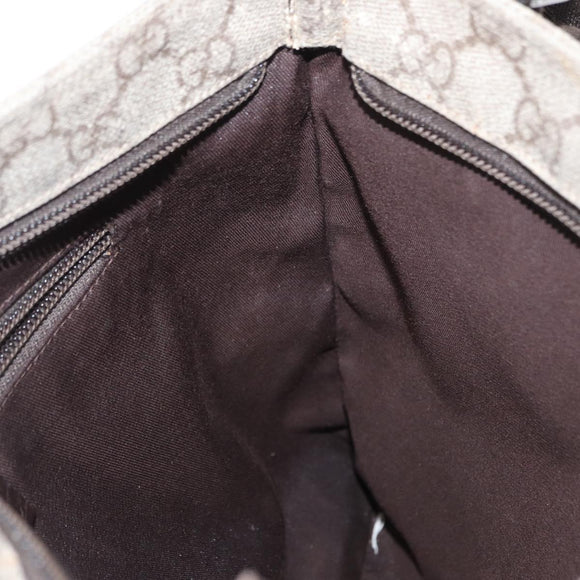 GUCCI GG Supreme Shoulder Bag PVC Beige Silver 141626 Auth ka605