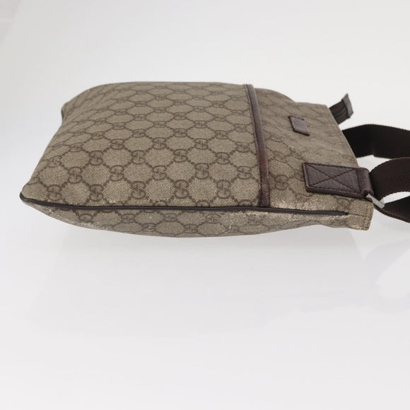 GUCCI GG Supreme Shoulder Bag PVC Beige Silver 141626 Auth ka605