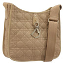Christian Dior Lady Dior Canage Bag Coated Canvas Beige Gold Auth ka6054-1