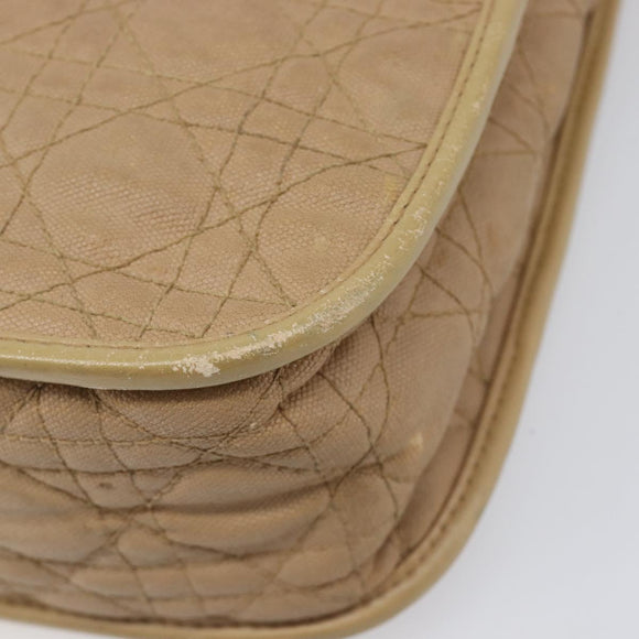 Christian Dior Lady Dior Canage Bag Coated Canvas Beige Gold Auth ka6054