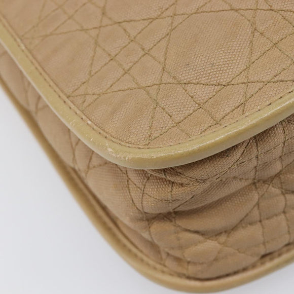 Christian Dior Lady Dior Canage Bag Coated Canvas Beige Gold Auth ka6054
