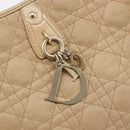 Christian Dior Lady Dior Canage Bag Coated Canvas Beige Gold Auth ka6054-17