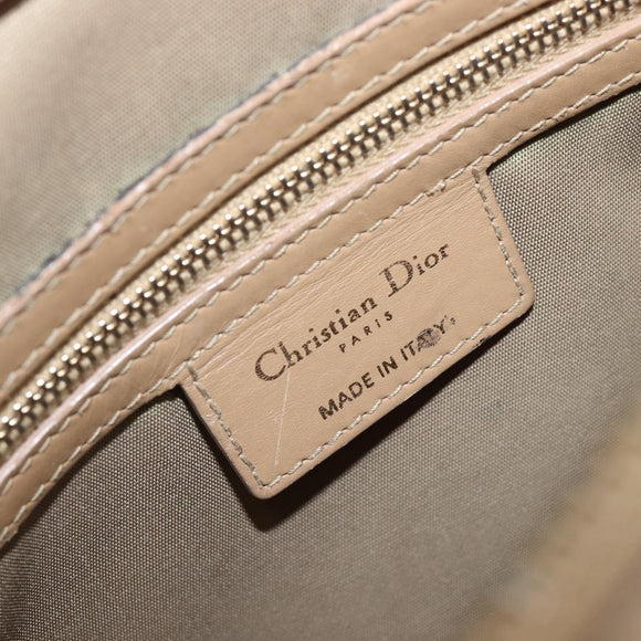 Christian Dior Lady Dior Canage Bag Coated Canvas Beige Gold Auth ka6054