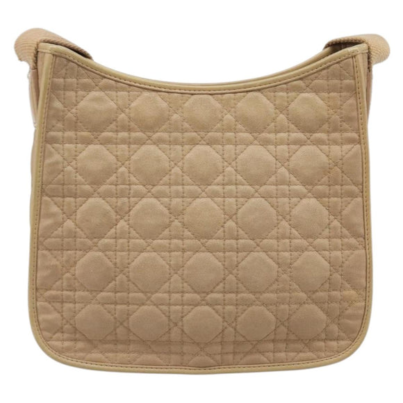 Christian Dior Lady Dior Canage Bag Coated Canvas Beige Gold Auth ka6054