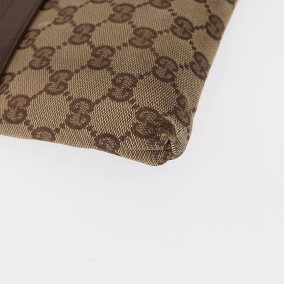 GUCCI GG Canvas Waist Bag Beige Silver 28566 Auth ka606