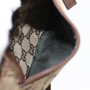 GUCCI GG Canvas Waist Bag Beige Silver 28566 Auth ka606-17