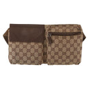 GUCCI GG Canvas Waist Bag Beige Silver 28566 Auth ka606-2