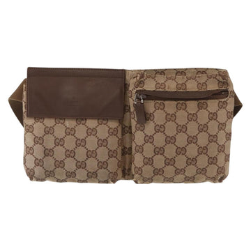 GUCCI GG Canvas Waist Bag Beige Silver 28566 Auth ka606 - 0