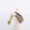 GUCCI GG Canvas Waist Bag Beige Silver 28566 Auth ka606-22