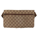 GUCCI GG Canvas Waist Bag Beige Silver 28566 Auth ka606-3