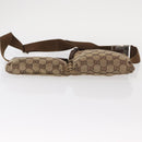GUCCI GG Canvas Waist Bag Beige Silver 28566 Auth ka606-9
