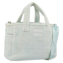 Miu Miu Hand Bag Pile 2way Light Blue Gold Tone Auth ka6060A-1