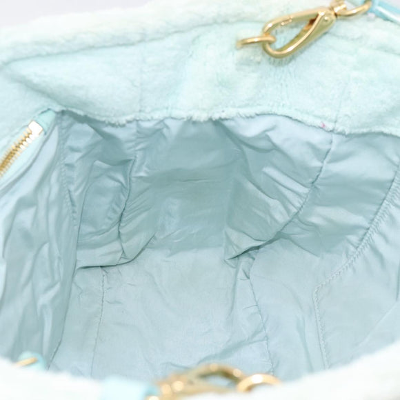 Miu Miu Hand Bag Pile 2way Light Blue Gold Tone Auth ka6060A