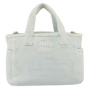 Miu Miu Hand Bag Pile 2way Light Blue Gold Tone Auth ka6060A-2
