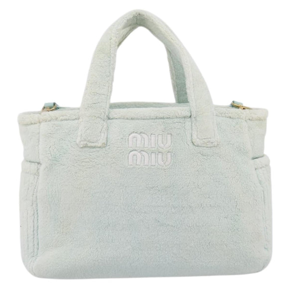 Miu Miu Hand Bag Pile 2way Light Blue Gold Tone Auth ka6060A