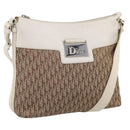 Christian Dior Trotter Canvas Shoulder Bag Beige Silver Auth ka6062A-1