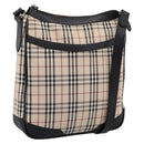 BURBERRY Nova Check Shoulder Bag Canvas Beige Silver Auth ka6064-1