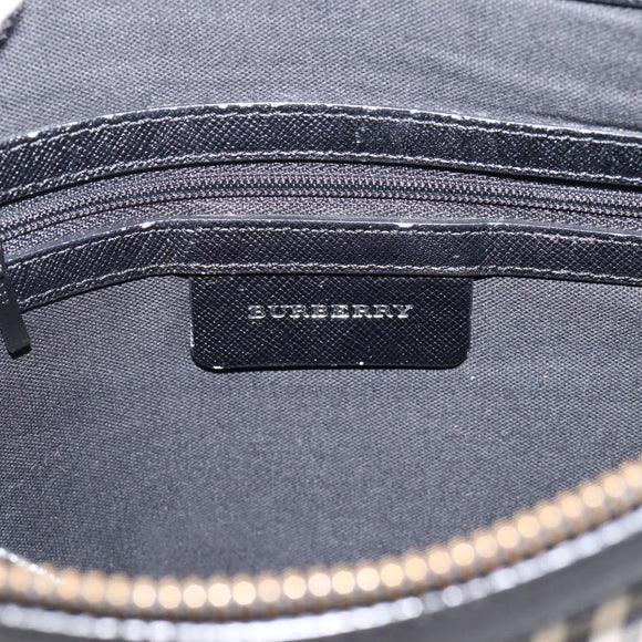 BURBERRY Nova Check Shoulder Bag Canvas Beige Silver Auth ka6064