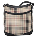 BURBERRY Nova Check Shoulder Bag Canvas Beige Silver Auth ka6064-2