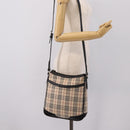BURBERRY Nova Check Shoulder Bag Canvas Beige Silver Auth ka6064-22