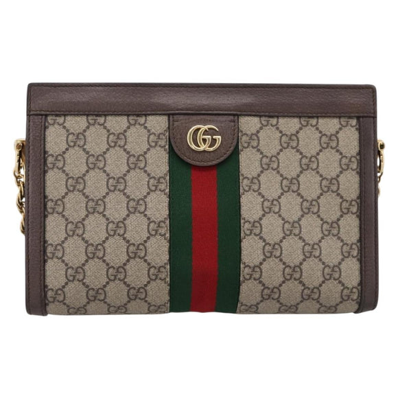 GUCCI GG Supreme Web Sherry Line Chain Shoulder Bag PVC 503877 Auth ka6065A