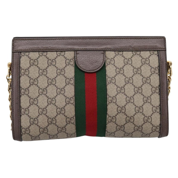 GUCCI GG Supreme Web Sherry Line Chain Shoulder Bag PVC 503877 Auth ka6065A