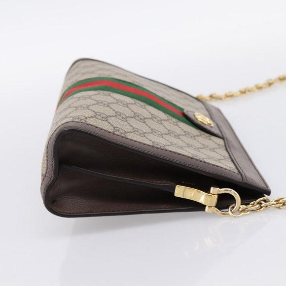 GUCCI GG Supreme Web Sherry Line Chain Shoulder Bag PVC 503877 Auth ka6065A