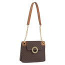 CELINE Macadam Chain Shoulder Bag PVC Leather Brown Gold Auth ka6066-1