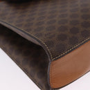 CELINE Macadam Chain Shoulder Bag PVC Leather Brown Gold Auth ka6066-15